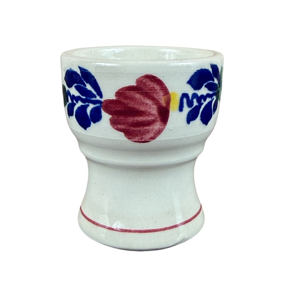 VTG Boch Belgium Boerenbont Handpainted Audrey Floral Egg Cup 2‎ 1/4 Tall